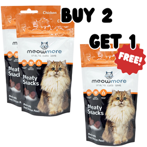 BUY 2 x Meow More Meaty Snacks Chicken & Liver + GET 1 x FREE Meow More Meaty Snacks Chicken & Liver